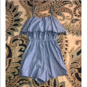 Blue & White Striped Romper